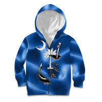 Fishing Custom South Carolina Flag Kid Hoodie Fish Hook Graphic in Blue Gradient Design - Wonder Print Shop