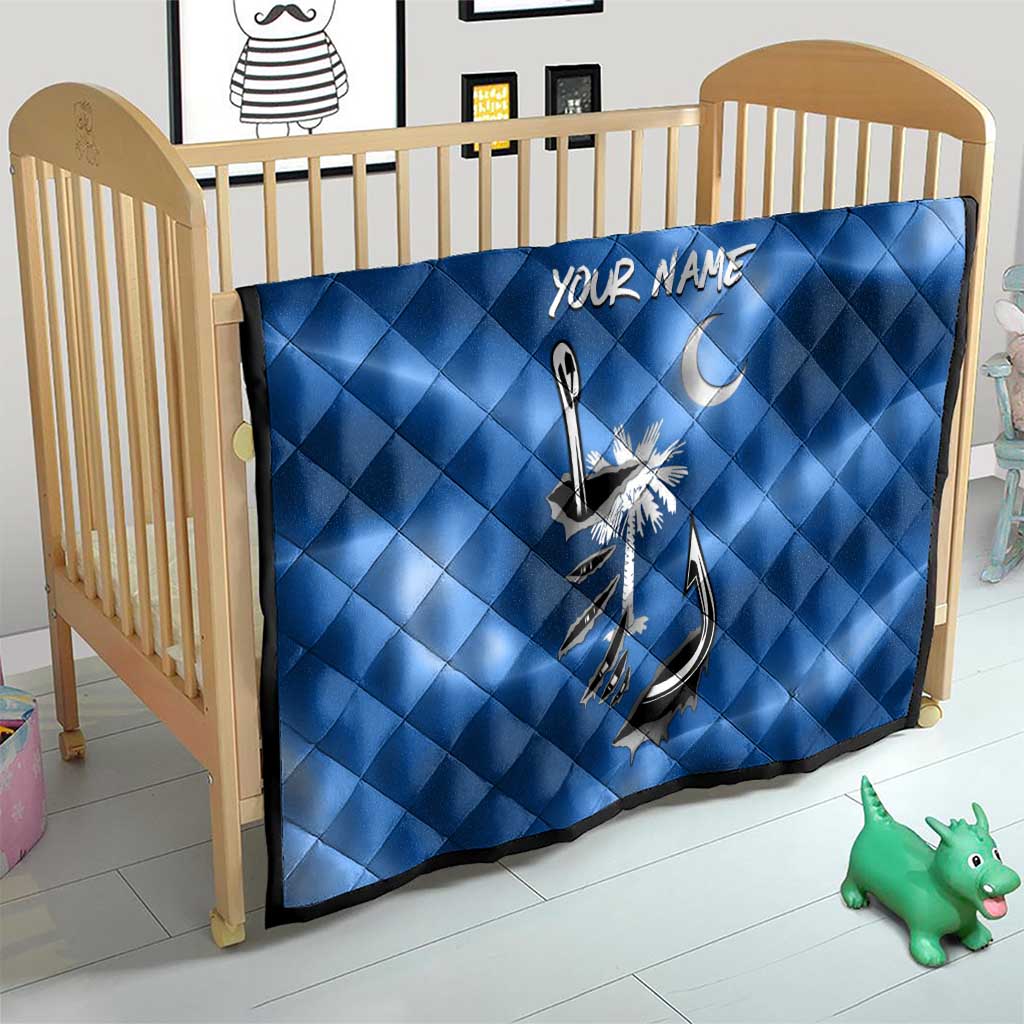 Fishing Custom South Carolina Flag Quilt Fish Hook Graphic in Blue Gradient Design - Wonder Print Shop