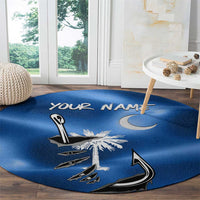 Fishing Custom South Carolina Flag Round Carpet Fish Hook Graphic in Blue Gradient Design - Wonder Print Shop