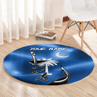 Fishing Custom South Carolina Flag Round Carpet Fish Hook Graphic in Blue Gradient Design - Wonder Print Shop