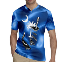 Fishing Custom South Carolina Flag Rugby Jersey Fish Hook Graphic in Blue Gradient Design - Wonder Print Shop