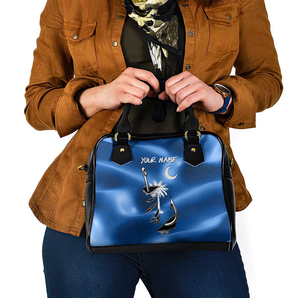Fishing Custom South Carolina Flag Shoulder Handbag Fish Hook Graphic in Blue Gradient Design - Wonder Print Shop