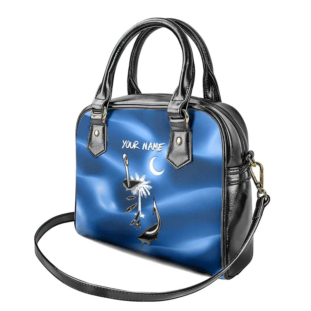 Fishing Custom South Carolina Flag Shoulder Handbag Fish Hook Graphic in Blue Gradient Design - Wonder Print Shop