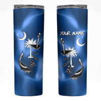 Fishing Custom South Carolina Flag Skinny Tumbler Fish Hook Graphic in Blue Gradient Design - Wonder Print Shop