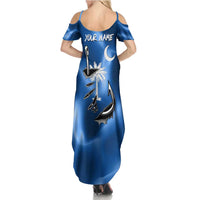 Fishing Custom South Carolina Flag Summer Maxi Dress Fish Hook Graphic in Blue Gradient Design - Wonder Print Shop