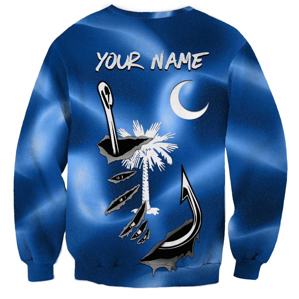 Fishing Custom South Carolina Flag Sweatshirt Fish Hook Graphic in Blue Gradient Design - Wonder Print Shop