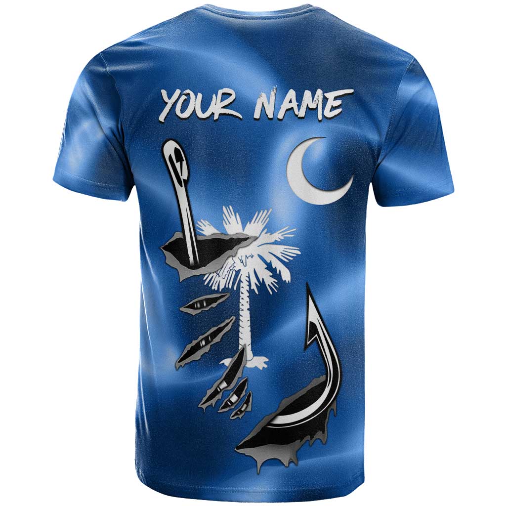 Fishing Custom South Carolina Flag T Shirt Fish Hook Graphic in Blue Gradient Design - Wonder Print Shop