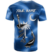 Fishing Custom South Carolina Flag T Shirt Fish Hook Graphic in Blue Gradient Design - Wonder Print Shop