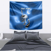Fishing Custom South Carolina Flag Tapestry Fish Hook Graphic in Blue Gradient Design - Wonder Print Shop