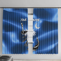 Fishing Custom South Carolina Flag Window Curtain Fish Hook Graphic in Blue Gradient Design - Wonder Print Shop