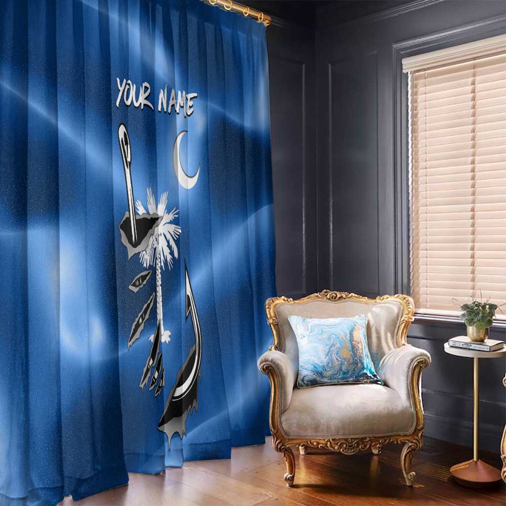 Fishing Custom South Carolina Flag Window Curtain Fish Hook Graphic in Blue Gradient Design - Wonder Print Shop