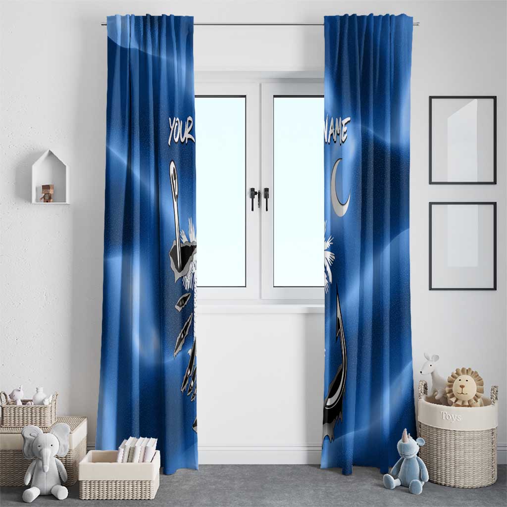 Fishing Custom South Carolina Flag Window Curtain Fish Hook Graphic in Blue Gradient Design - Wonder Print Shop