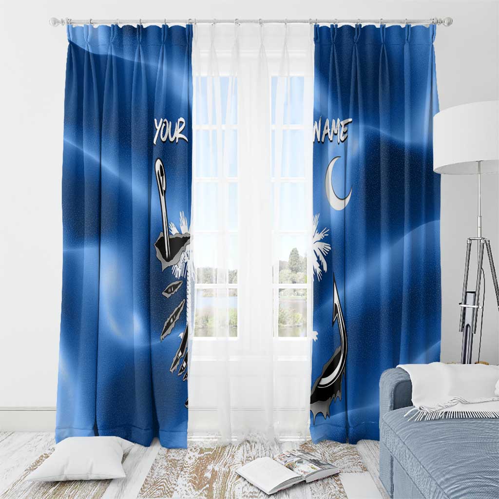 Fishing Custom South Carolina Flag Window Curtain Fish Hook Graphic in Blue Gradient Design - Wonder Print Shop