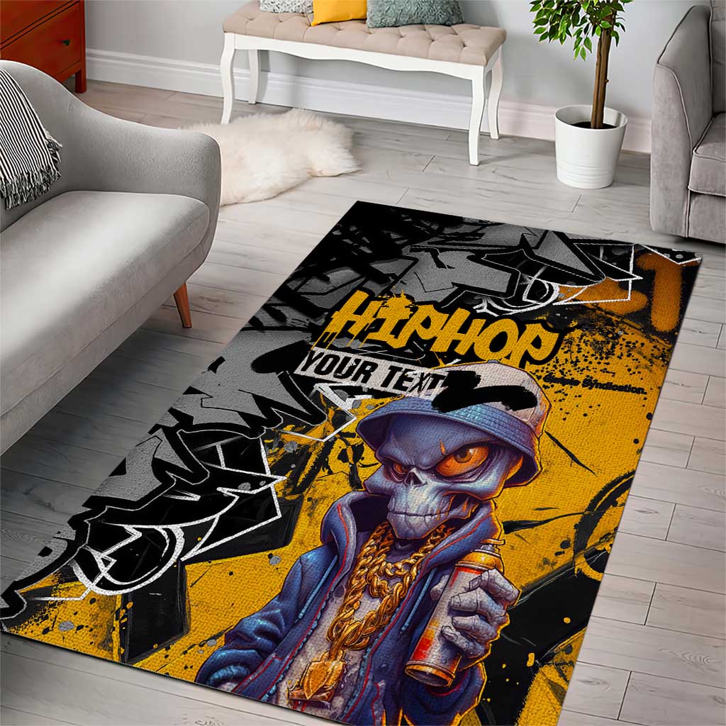 Hip Hop Street Style Area Rug Yellow and Black Graffiti and Urban Skull Character Design - Wonder Print Shop