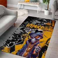 Hip Hop Street Style Area Rug Yellow and Black Graffiti and Urban Skull Character Design - Wonder Print Shop