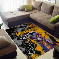 Hip Hop Street Style Area Rug Yellow and Black Graffiti and Urban Skull Character Design - Wonder Print Shop