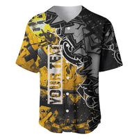 Hip Hop Street Style Baseball Jersey Yellow and Black Graffiti and Urban Skull Character Design - Wonder Print Shop