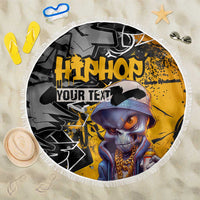 Hip Hop Street Style Beach Blanket Yellow and Black Graffiti and Urban Skull Character Design - Wonder Print Shop