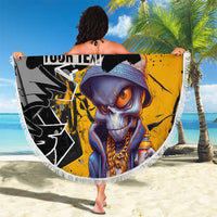 Hip Hop Street Style Beach Blanket Yellow and Black Graffiti and Urban Skull Character Design - Wonder Print Shop
