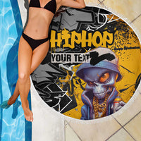 Hip Hop Street Style Beach Blanket Yellow and Black Graffiti and Urban Skull Character Design - Wonder Print Shop