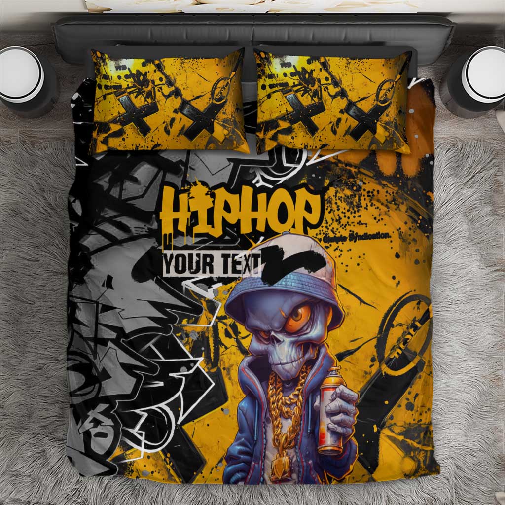 Hip Hop Street Style Bedding Set Yellow and Black Graffiti and Urban Skull Character Design - Wonder Print Shop