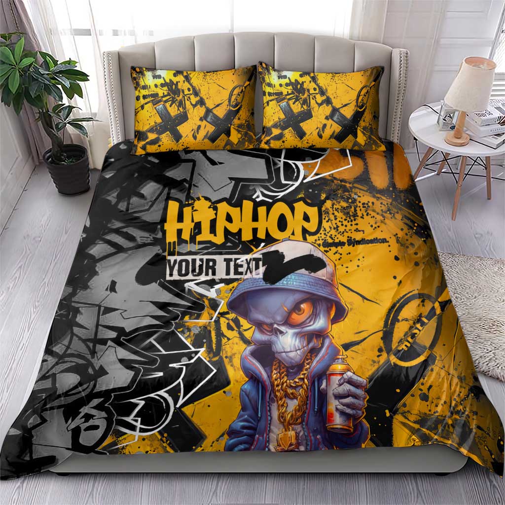 Hip Hop Street Style Bedding Set Yellow and Black Graffiti and Urban Skull Character Design - Wonder Print Shop