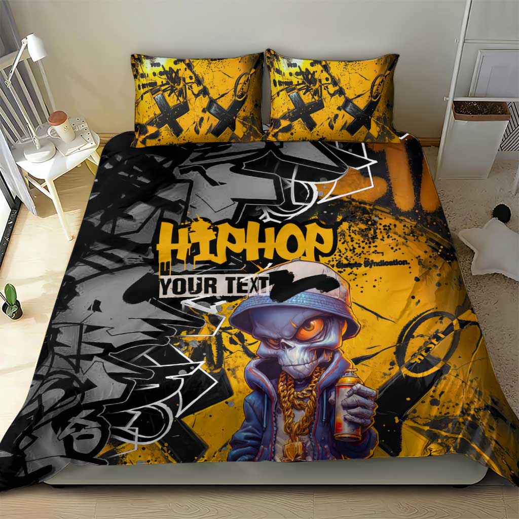 Hip Hop Street Style Bedding Set Yellow and Black Graffiti and Urban Skull Character Design - Wonder Print Shop