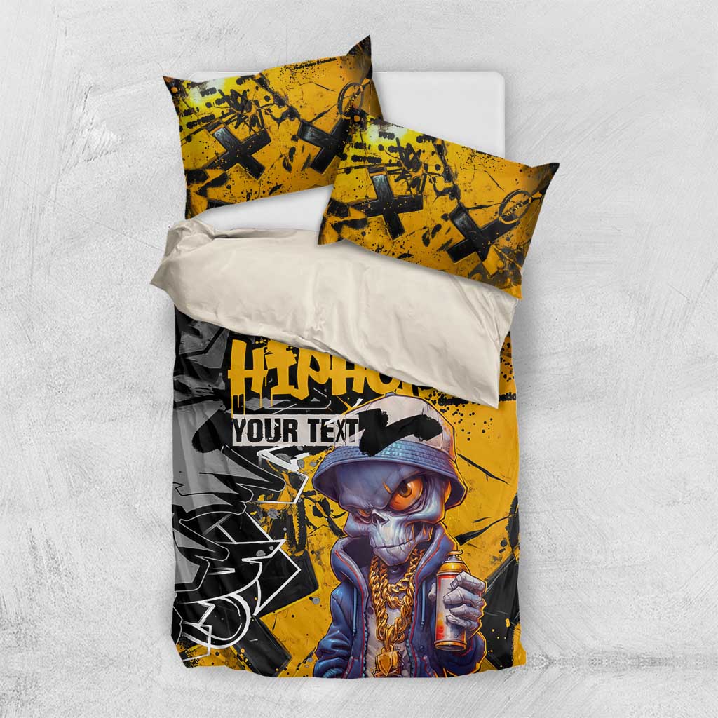Hip Hop Street Style Bedding Set Yellow and Black Graffiti and Urban Skull Character Design - Wonder Print Shop
