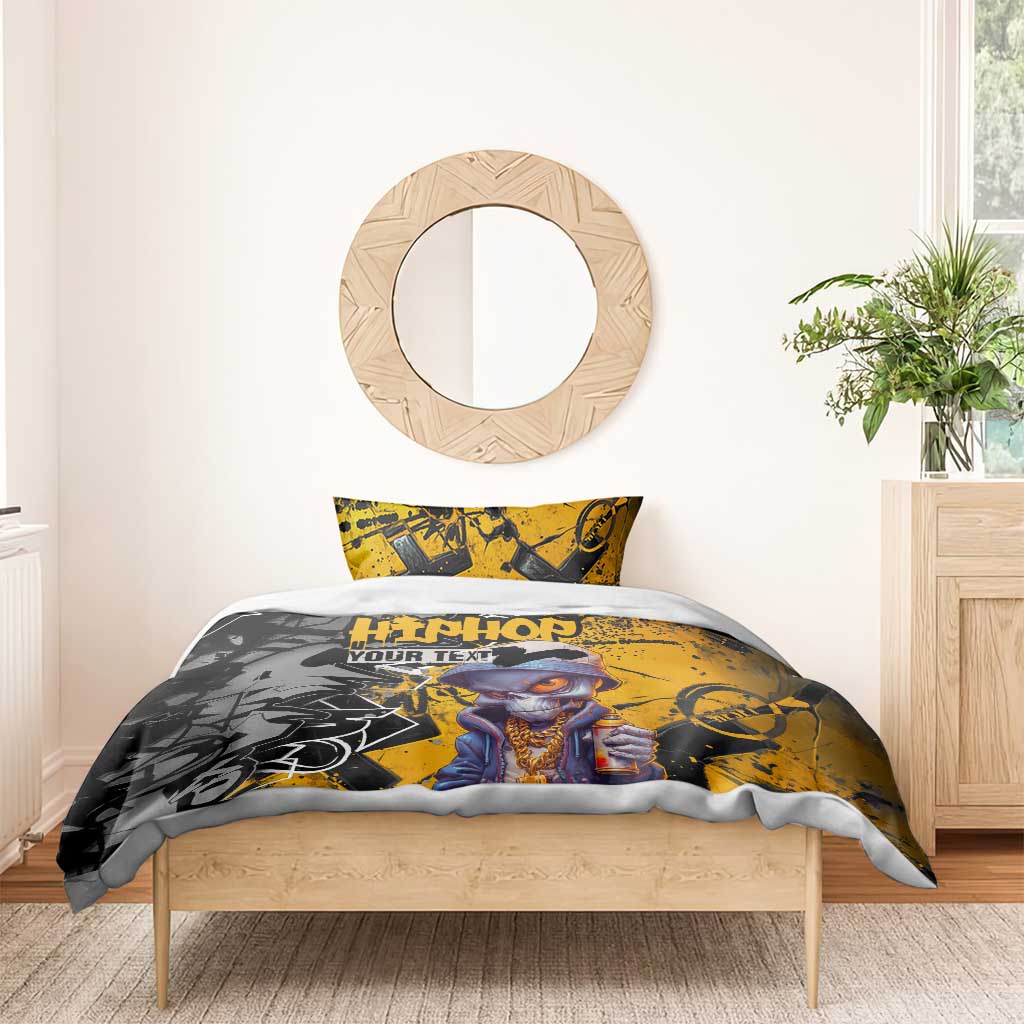 Hip Hop Street Style Bedding Set Yellow and Black Graffiti and Urban Skull Character Design - Wonder Print Shop