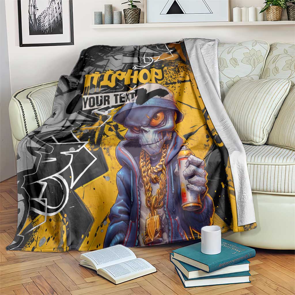Hip Hop Street Style Blanket Yellow and Black Graffiti and Urban Skull Character Design - Wonder Print Shop