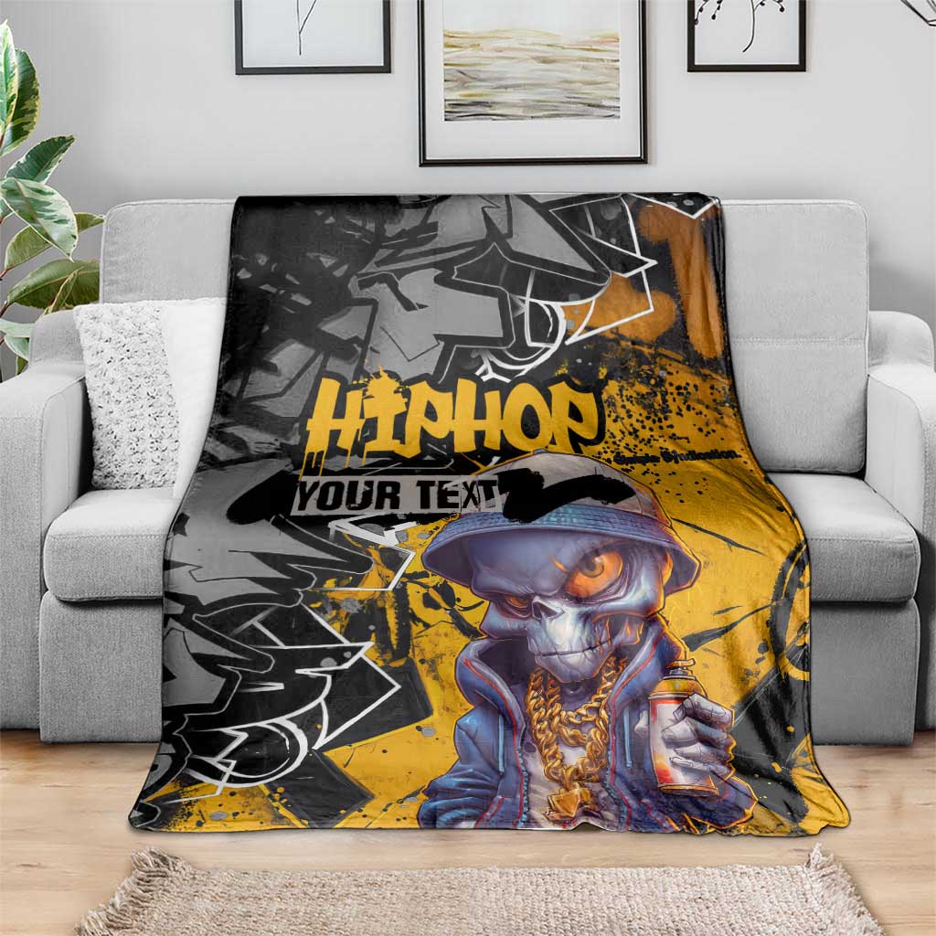 Hip Hop Street Style Blanket Yellow and Black Graffiti and Urban Skull Character Design - Wonder Print Shop
