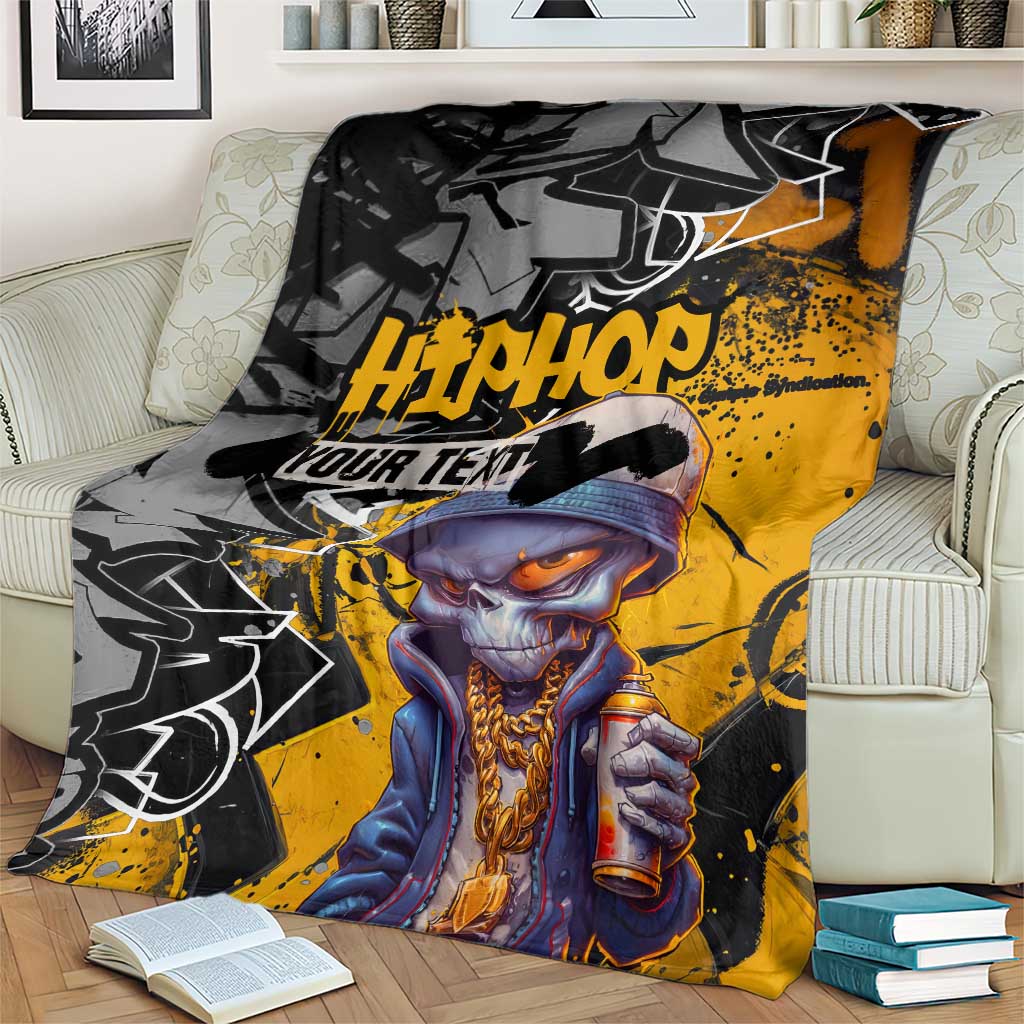 Hip Hop Street Style Blanket Yellow and Black Graffiti and Urban Skull Character Design - Wonder Print Shop