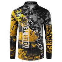 Hip Hop Street Style Button Sweatshirt Yellow and Black Graffiti and Urban Skull Character Design - Wonder Print Shop