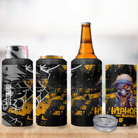 Hip Hop Street Style 4 in 1 Can Cooler Tumbler Yellow and Black Graffiti and Urban Skull Character Design - Wonder Print Shop