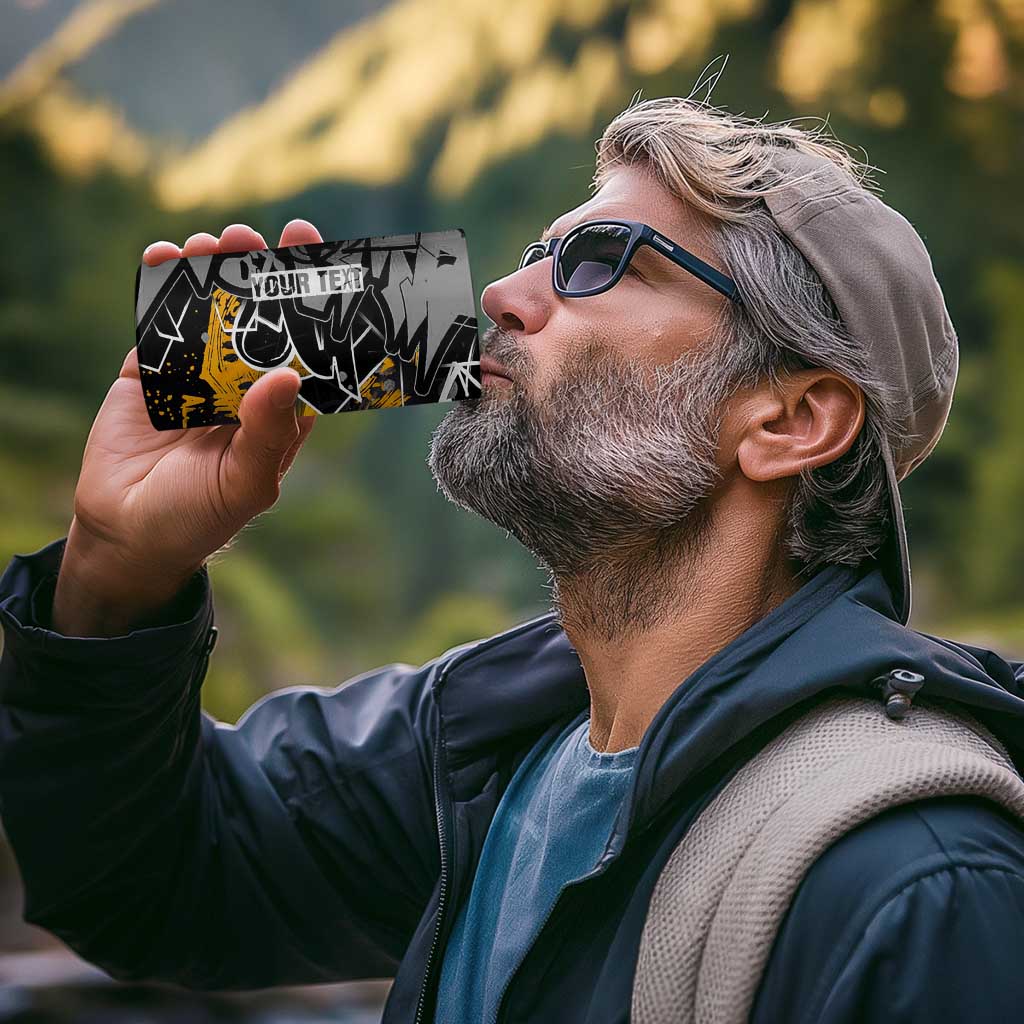 Hip Hop Street Style 4 in 1 Can Cooler Tumbler Yellow and Black Graffiti and Urban Skull Character Design - Wonder Print Shop