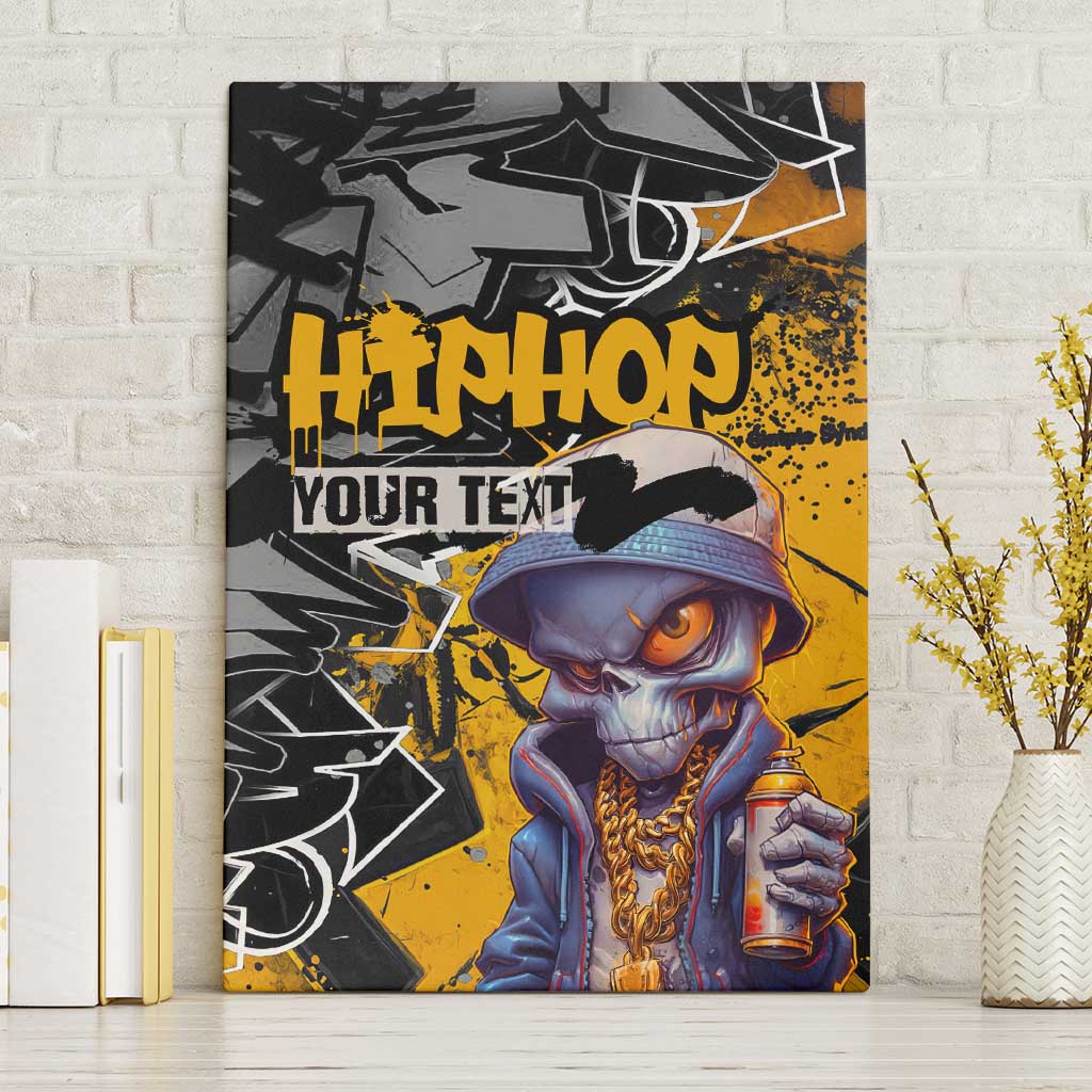 Hip Hop Street Style Canvas Wall Art Yellow and Black Graffiti and Urban Skull Character Design - Wonder Print Shop