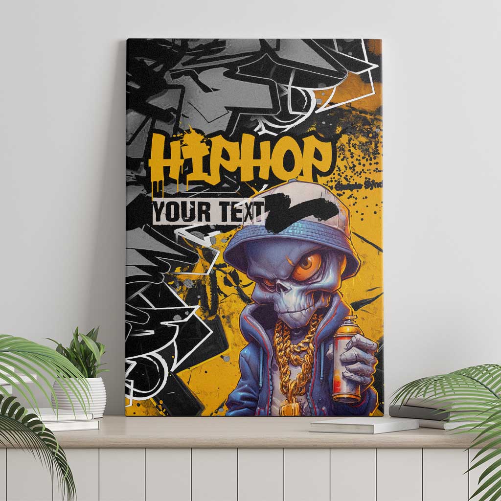 Hip Hop Street Style Canvas Wall Art Yellow and Black Graffiti and Urban Skull Character Design - Wonder Print Shop