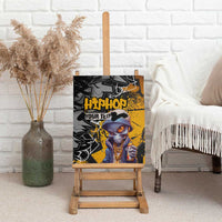 Hip Hop Street Style Canvas Wall Art Yellow and Black Graffiti and Urban Skull Character Design - Wonder Print Shop