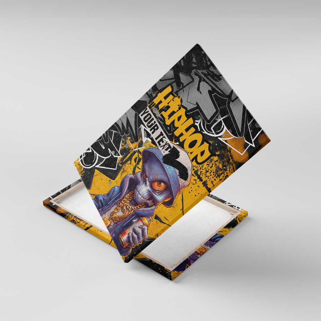 Hip Hop Street Style Canvas Wall Art Yellow and Black Graffiti and Urban Skull Character Design - Wonder Print Shop