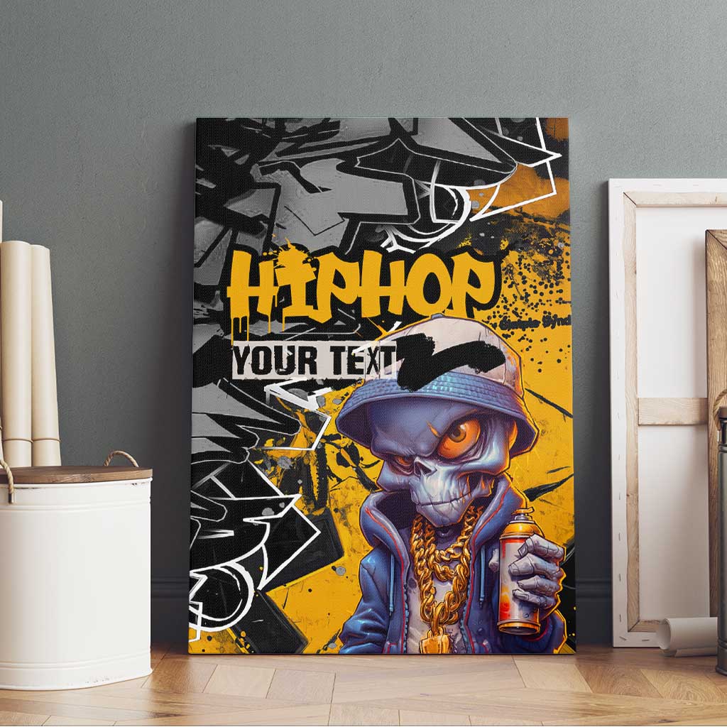 Hip Hop Street Style Canvas Wall Art Yellow and Black Graffiti and Urban Skull Character Design - Wonder Print Shop