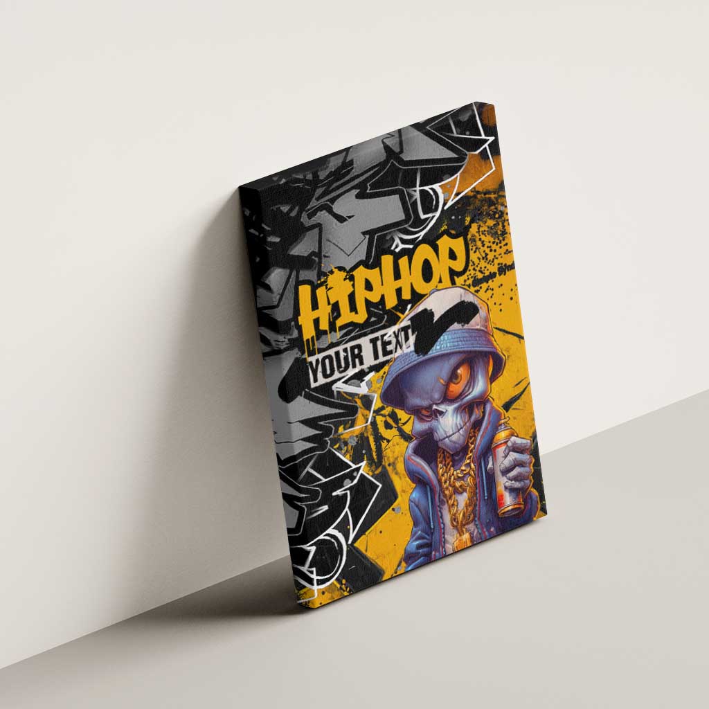Hip Hop Street Style Canvas Wall Art Yellow and Black Graffiti and Urban Skull Character Design - Wonder Print Shop