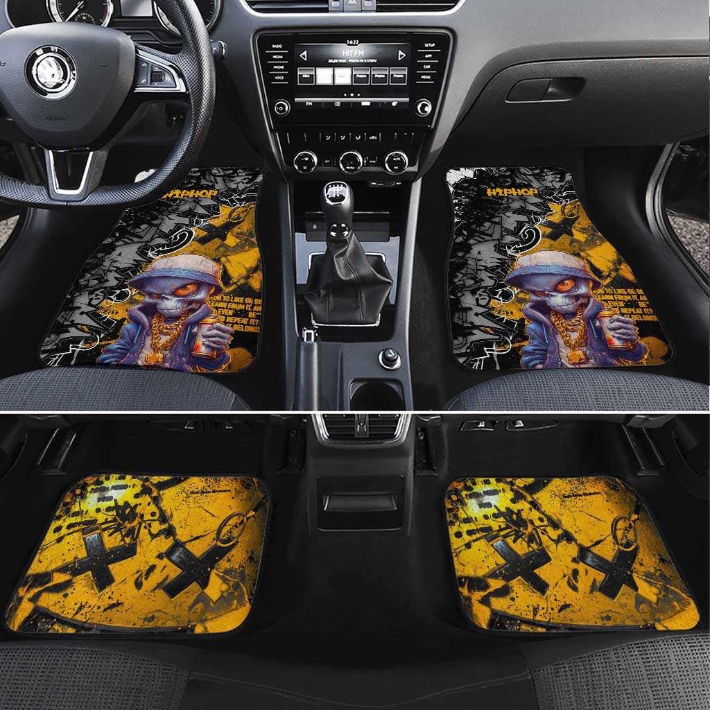 Hip Hop Street Style Car Mats Yellow and Black Graffiti and Urban Skull Character Design - Wonder Print Shop