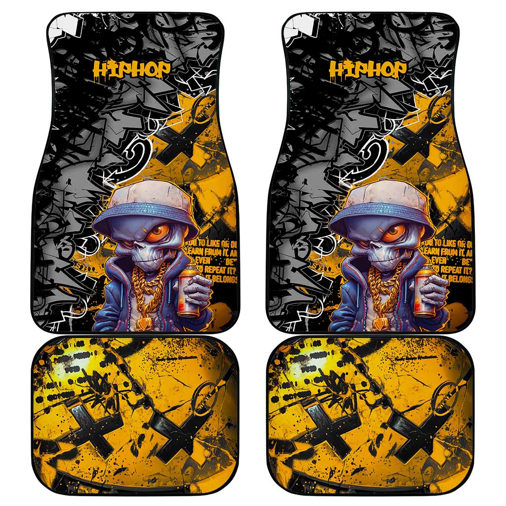 Hip Hop Street Style Car Mats Yellow and Black Graffiti and Urban Skull Character Design - Wonder Print Shop