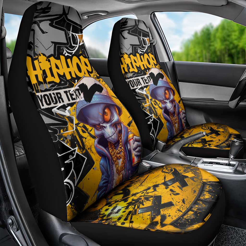 Hip Hop Street Style Car Seat Cover Yellow and Black Graffiti and Urban Skull Character Design - Wonder Print Shop