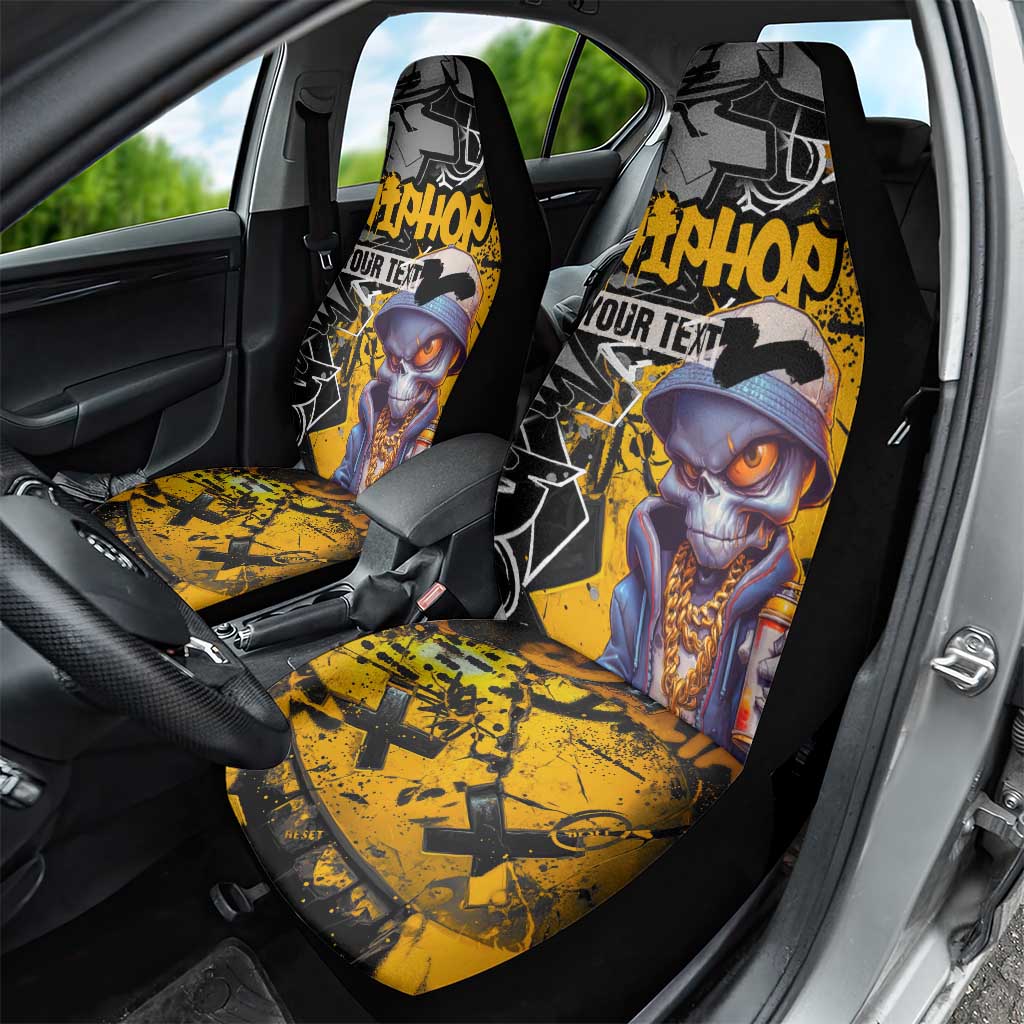 Hip Hop Street Style Car Seat Cover Yellow and Black Graffiti and Urban Skull Character Design - Wonder Print Shop