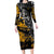 Hip Hop Street Style Family Matching Long Sleeve Bodycon Dress and Hawaiian Shirt Yellow and Black Graffiti and Urban Skull Character Design - Wonder Print Shop