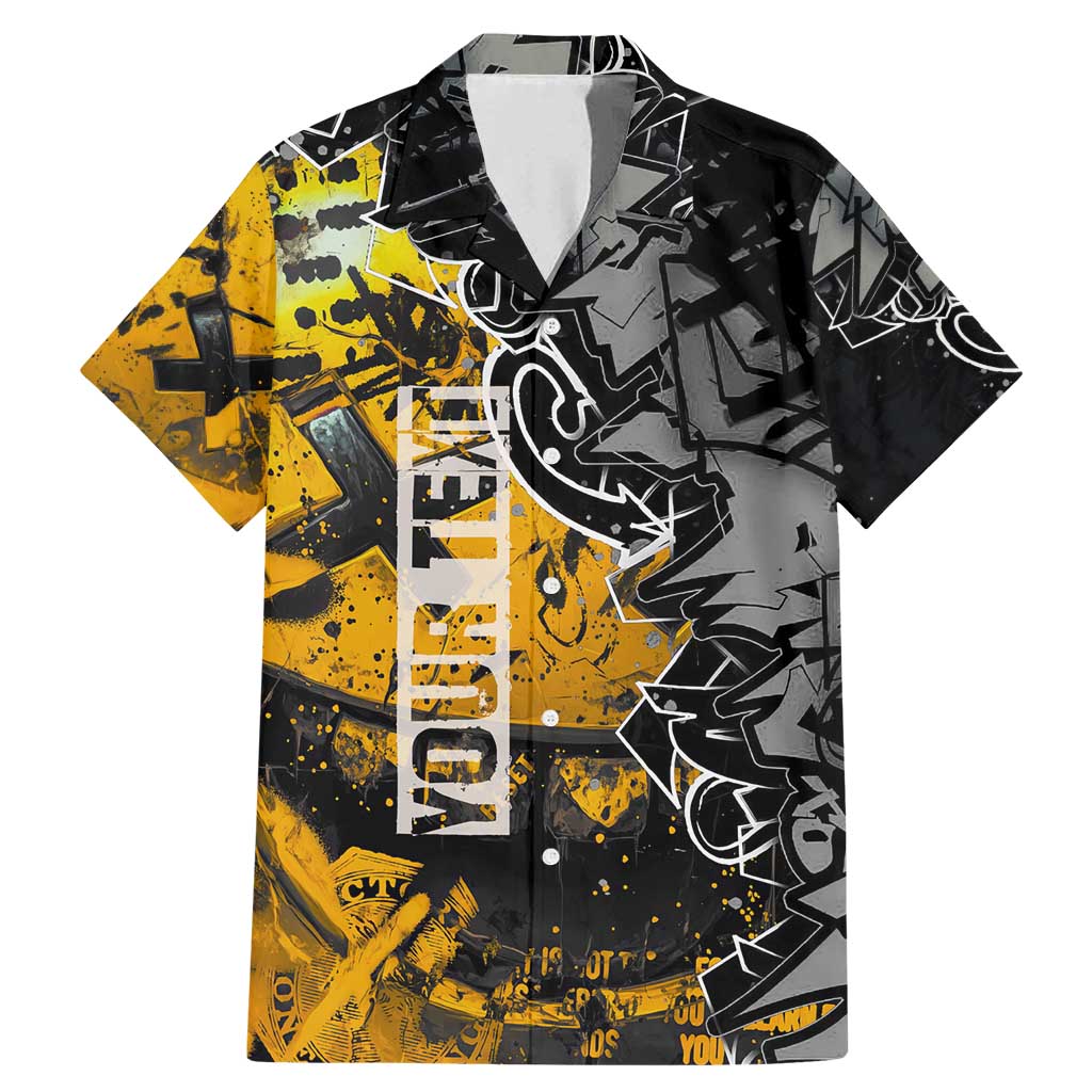 Hip Hop Street Style Family Matching Mermaid Dress and Hawaiian Shirt Yellow and Black Graffiti and Urban Skull Character Design - Wonder Print Shop