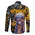 Hip Hop Street Style Family Matching Off The Shoulder Long Sleeve Dress and Hawaiian Shirt Yellow and Black Graffiti and Urban Skull Character Design - Wonder Print Shop