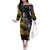 Hip Hop Street Style Family Matching Off The Shoulder Long Sleeve Dress and Hawaiian Shirt Yellow and Black Graffiti and Urban Skull Character Design - Wonder Print Shop
