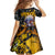 Hip Hop Street Style Family Matching Off Shoulder Maxi Dress and Hawaiian Shirt Yellow and Black Graffiti and Urban Skull Character Design - Wonder Print Shop